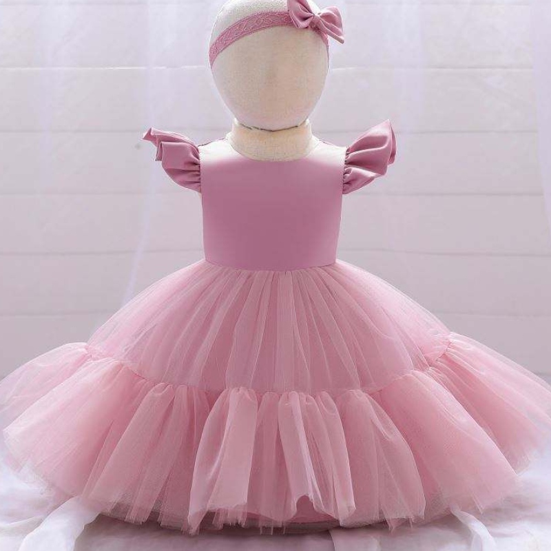 Baige New Fashion Flower Girl Dress Baby Party Рожден ден Сватбена принцеса Детски рокли за дрехи L2038XZ