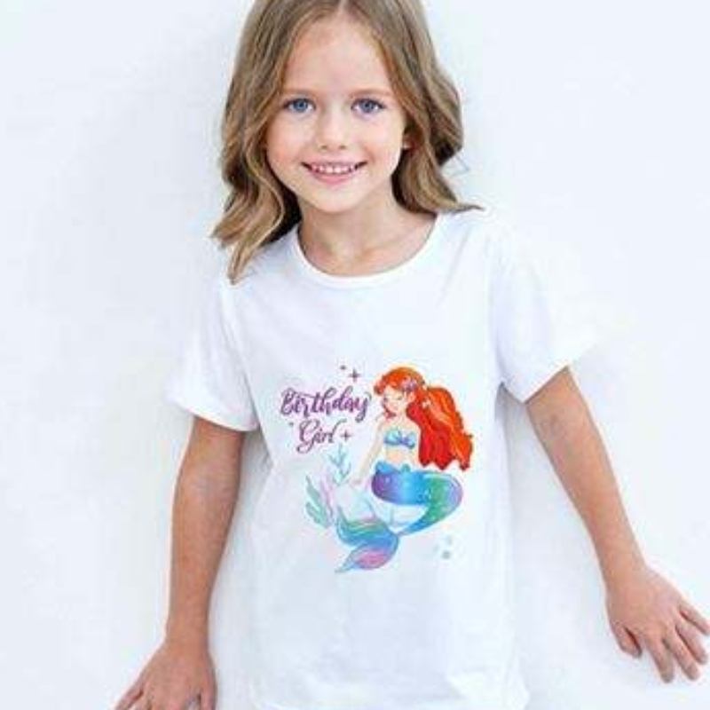 Baige Girl Summer Shortlaved Cute Cute Unicorn Printted Cotton Thryger Rainbow Tutu Performance Perfice