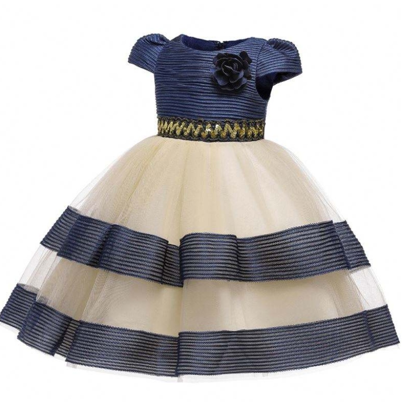 Baige New Design Girls Cake Dress Елегантна вечер официална бебешка цветна момиче рокли L5160