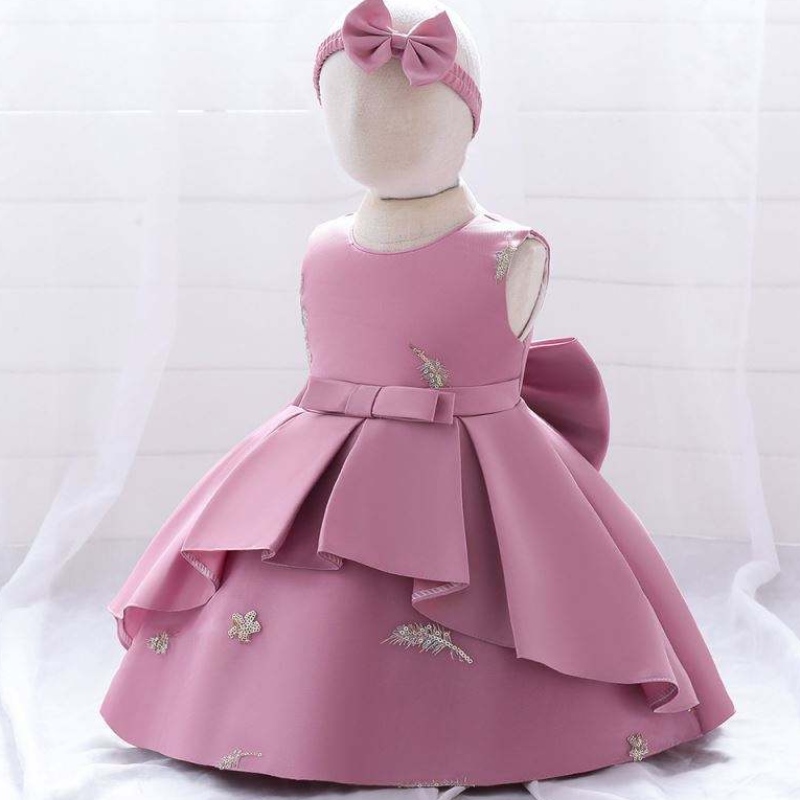 Baige 2Year Baby Lace Party Frock Big Bow Princess Wedding Ball Bown Design Kids Birthday Roldery Thyddler Girl Dress