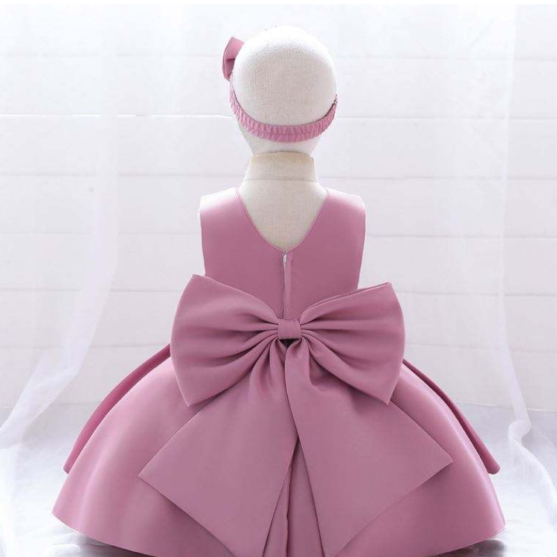 Baige 2Year Baby Lace Party Frock Big Bow Princess Wedding Ball Bown Design Kids Birthday Roldery Thyddler Girl Dress