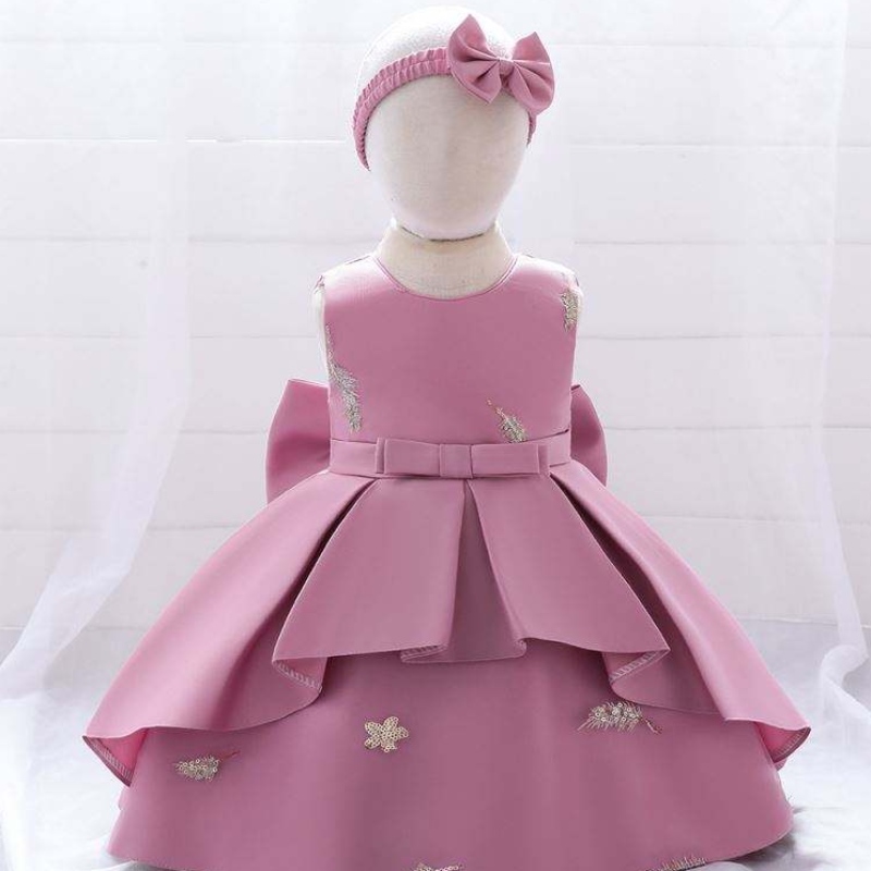 Baige 2Year Baby Lace Party Frock Big Bow Princess Wedding Ball Bown Design Kids Birthday Roldery Thyddler Girl Dress