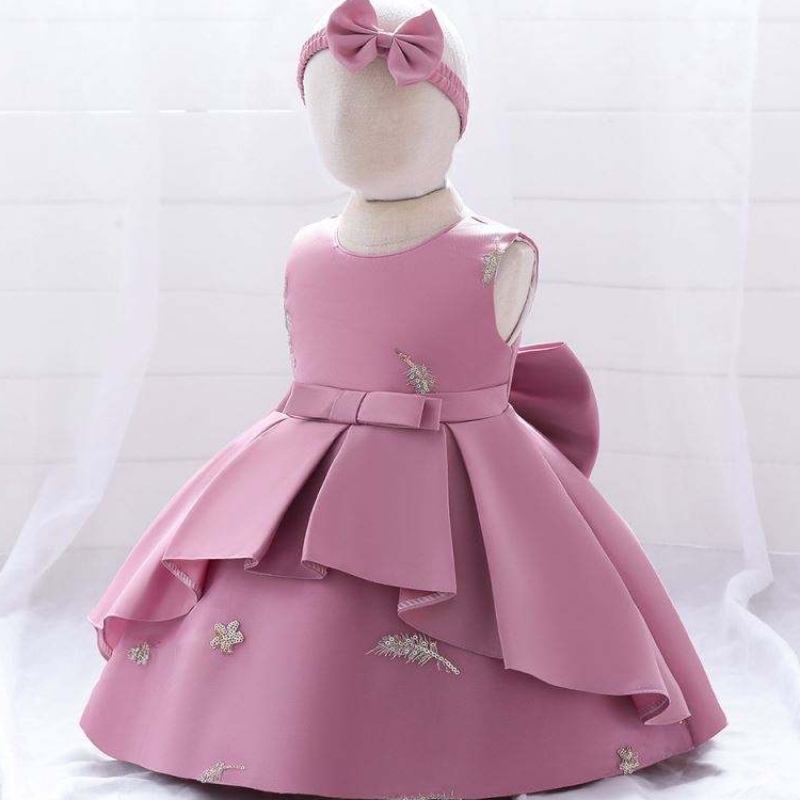 Baige Baby Frock Design 1 година рокля рокля момиче принцеса цветни рокли с безплатна лента за глава