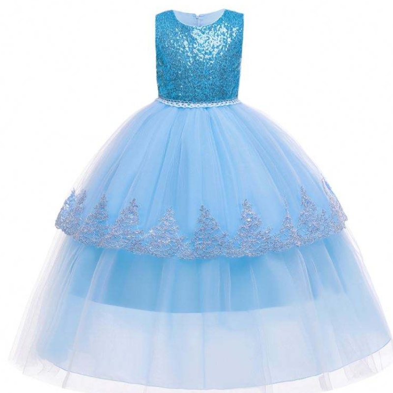 Baige Elegant Seegined Princess Dress Design за деца дрехи момичета лято дълги рокли 2022