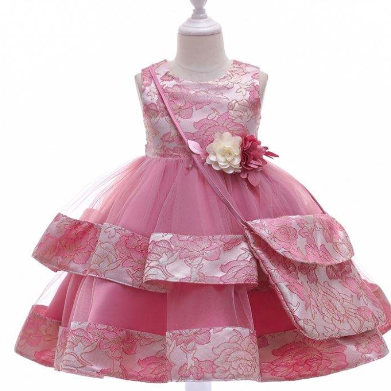 Baige New Design Flower Girl Party рокля с мини чанта сатен рожден ден сватбена рокля принцеса l5216