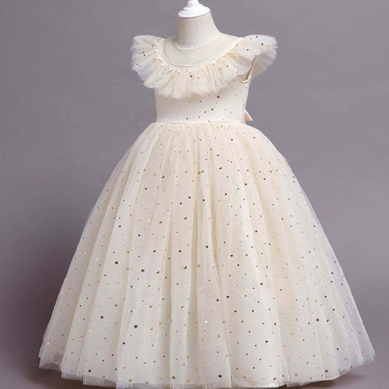 Baige New Princess Dress Girls Kids Emprodery Flower Girl Toddler Елегантна официална рокля за парти 2275