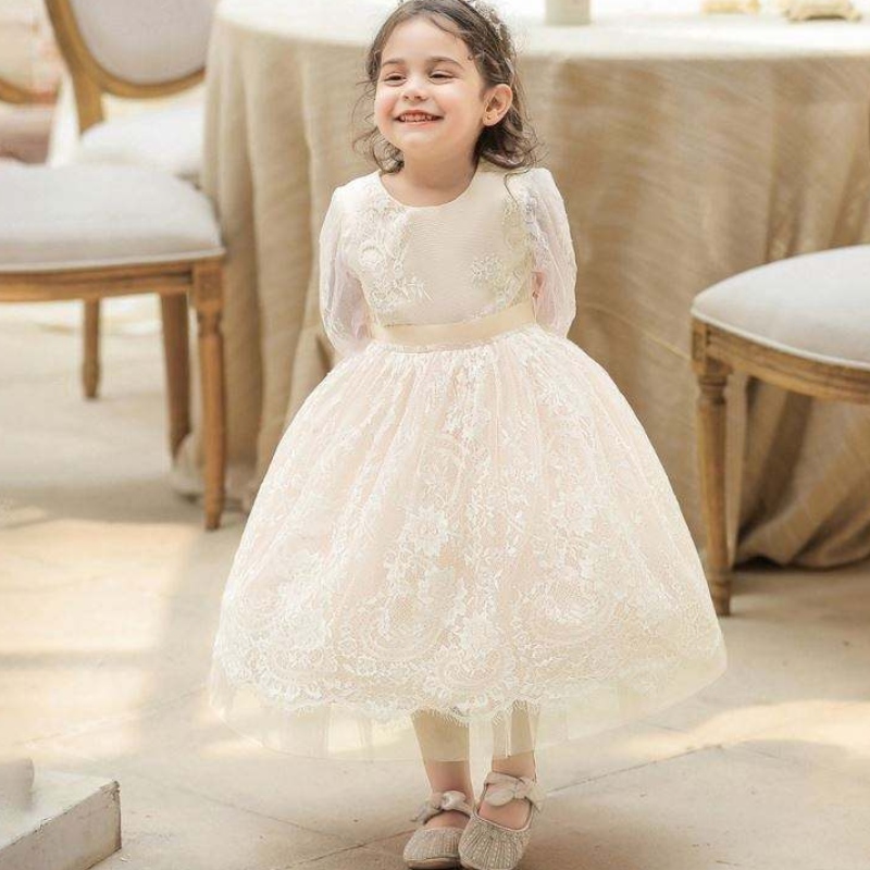 Baige Flower Kids Baby Cake Dress Children Frock Design Girl Flower Party Wear