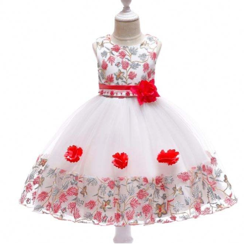 Най -продавач Kids Kids Flower Party Dress Children Fancy Girl Frock Baby Mini Birthday Clothing L5045