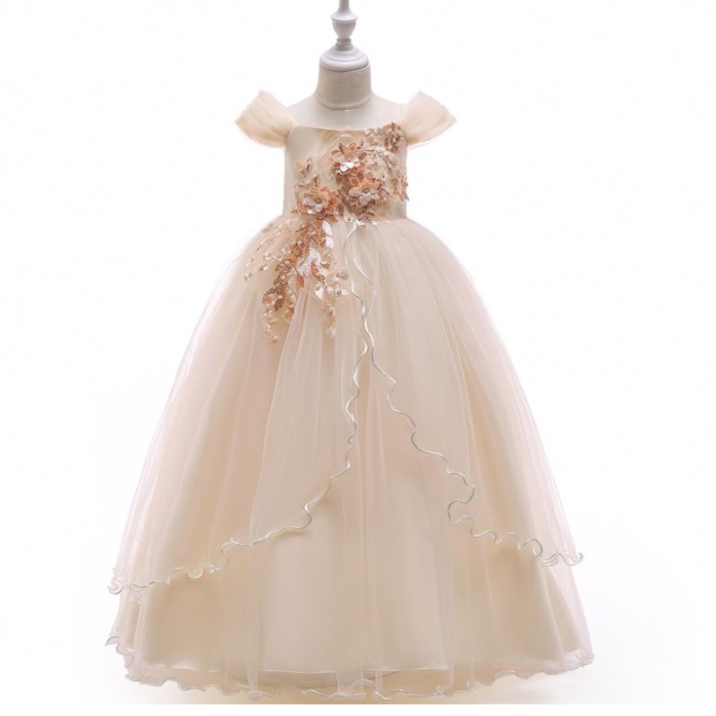 Baige Off-Rener New in Long Dress Girl Kids Printed Flower Girls Party рокли рокли