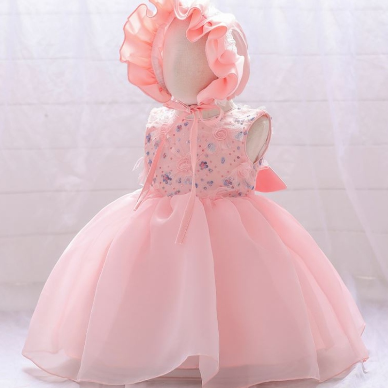 Baige Hot Selling Pink Girls Party Toddler рокли Бебешки рожден ден рокля 1 година момиче рокля