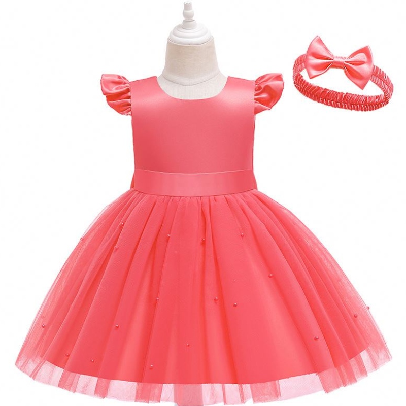 Baige New Kids Frocks Designs Бутик Детски рокли Рожден ден момиче парти носете западна рокля D0760