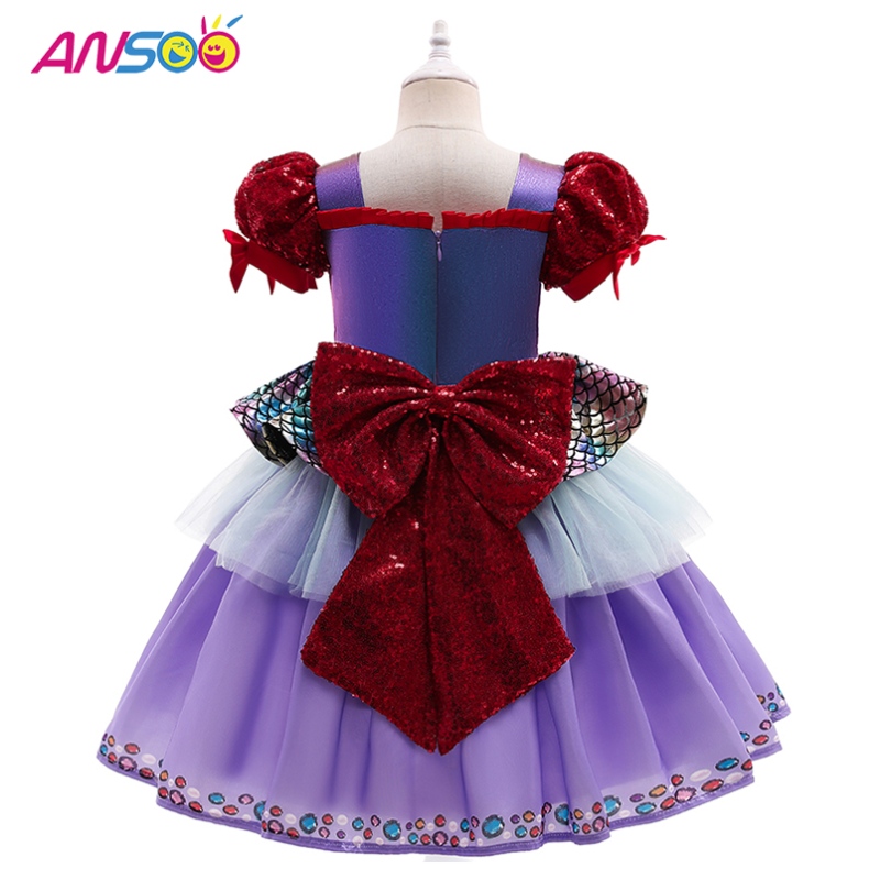 Ansoo Popular New Halloween Children \\'s Costume Mermaid Bubble Resheve Purple Princess рокля за момичета