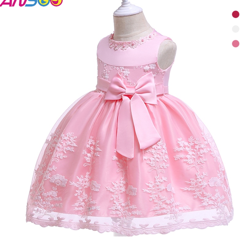 Ansoo Princess Flower Girl Dress Summer Tutu Сватбен рожден ден парти детски рокли за момичета