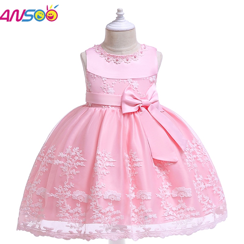 Ansoo Princess Flower Girl Dress Summer Tutu Сватбен рожден ден парти детски рокли за момичета