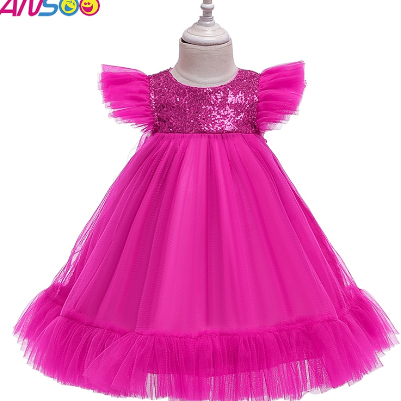 Ansoo European и American Pink Dress Girls \\ 'Новогодишни рокли за принцеса на маркери за 2-4 години деца