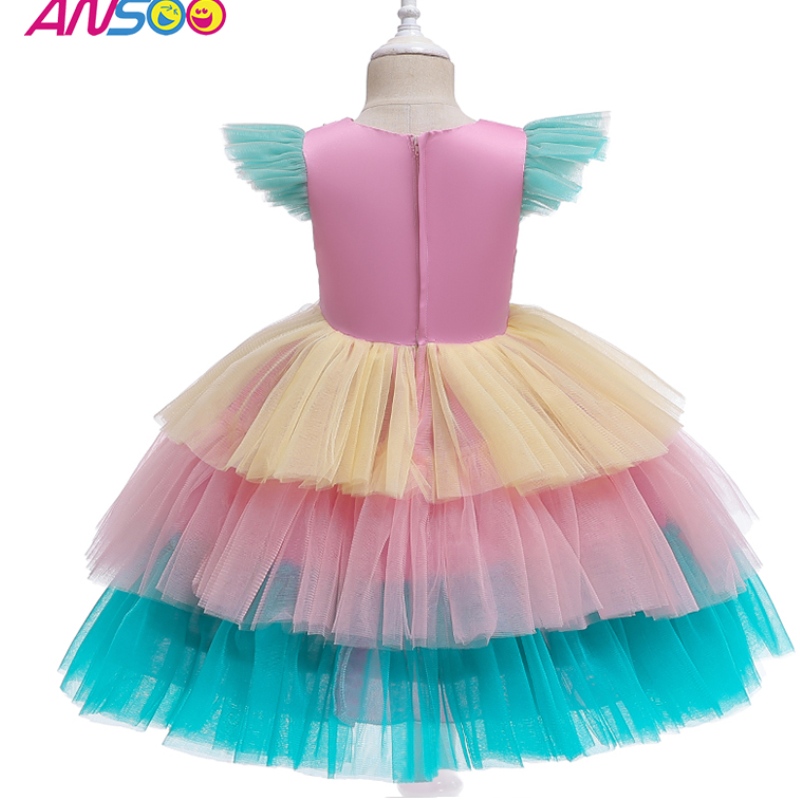 Ansoo луксозна русалка везни балет Tutu Kids Girls Sequind Princess Halloween Cosplay Costumes Ressing for Girl