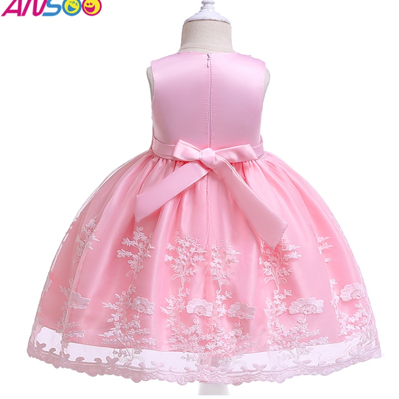 Ansoo Summer Flower деца пухкава розова рокля за момичета 4 -Colors Baby Girl Party Туту червена рокля сватбена принцеса за деца