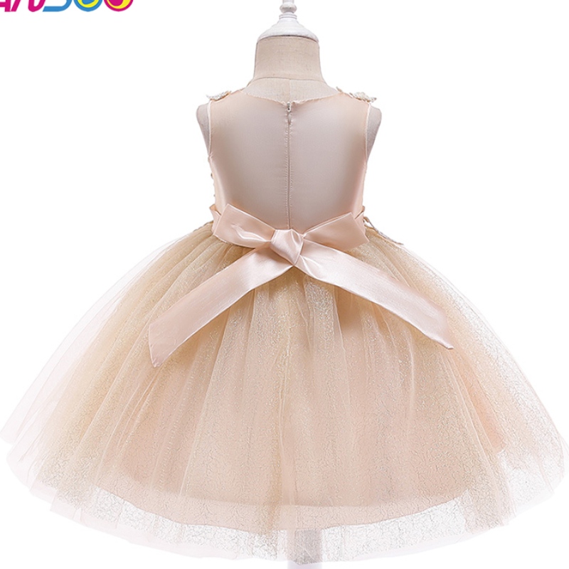 Ansso Factory Direct Sale Kids Clothing Daily Tutu рокля с лък на едро малко дете бебе момичета принцеса залежи оранжева рокля