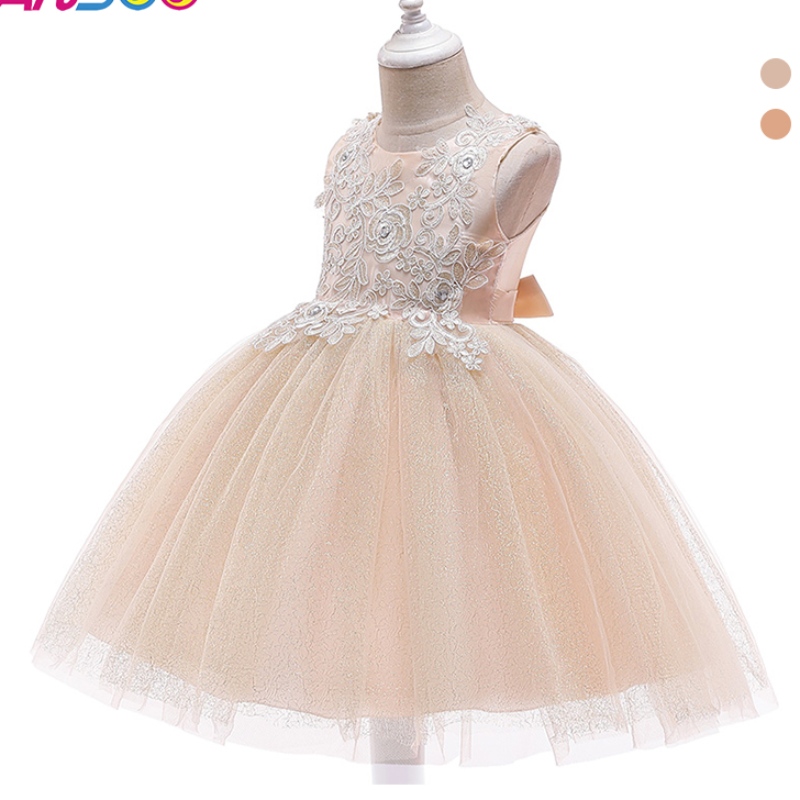 Ansso Factory Direct Sale Kids Clothing Daily Tutu рокля с лък на едро малко дете бебе момичета принцеса залежи оранжева рокля