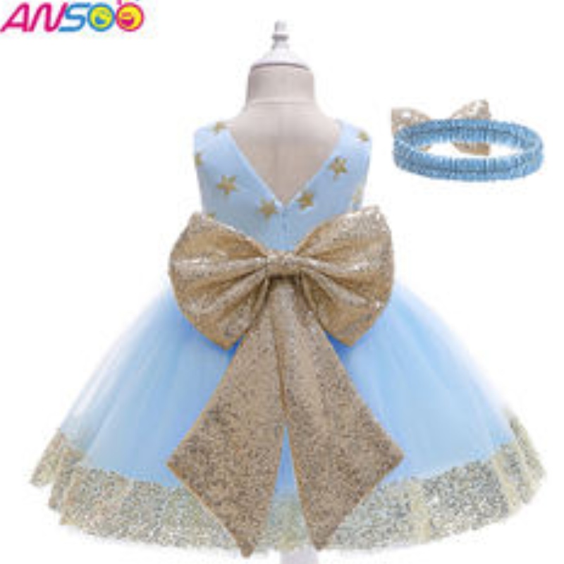 Ansoo Fancy Kids Ress New Arrival Lace Flower Girl Starts Lovely Baby Kids First Birthday рокля за 1-13 години момичета