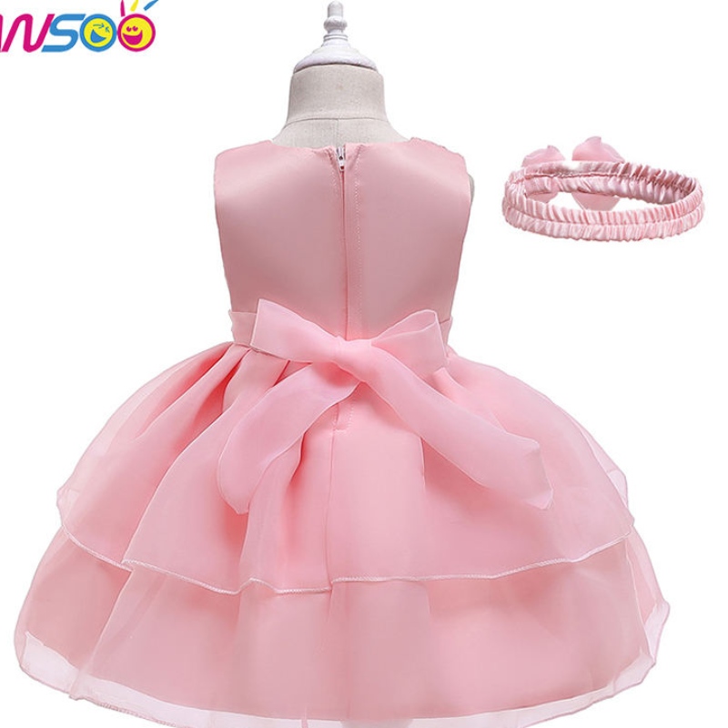 Ansoo New Children \\'s Dress Bow Bow Dress Prinkway Princess Dress с лента за коса за 3-24 месеца момичета