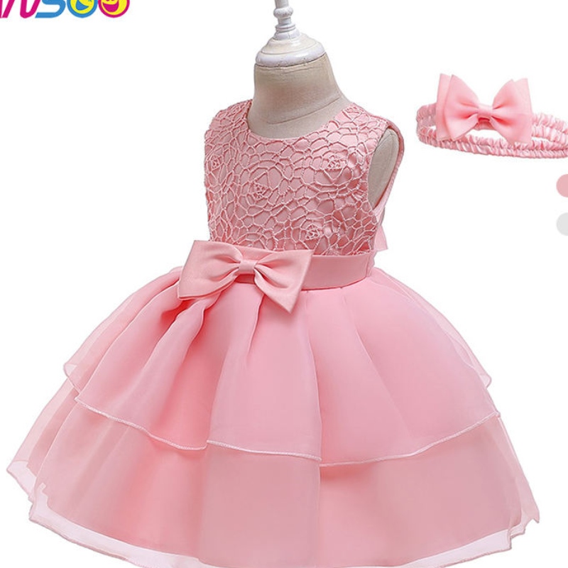 Ansoo New Children \\'s Dress Bow Bow Dress Prinkway Princess Dress с лента за коса за 3-24 месеца момичета