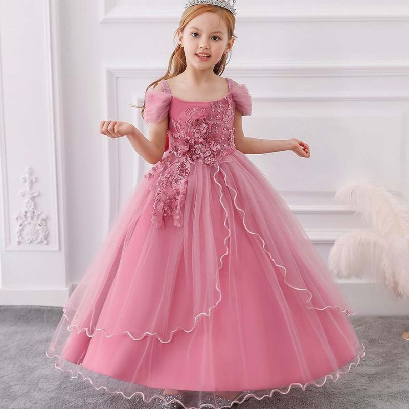 Baige Elegant Kids Long Dress Girls Children Prom Long Frock Baby Girl Wedding Princess Ball Bown