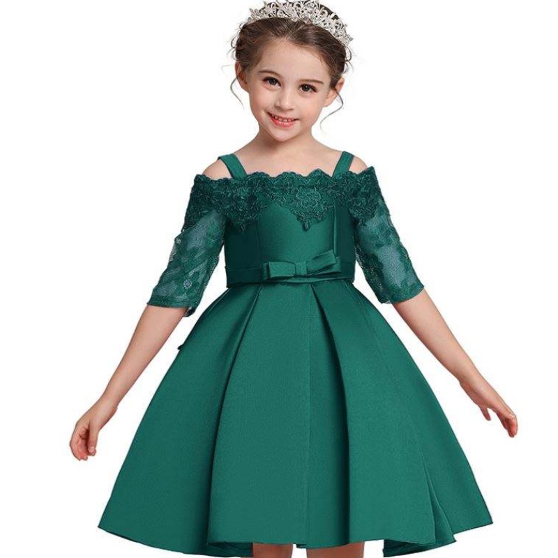 Baige Children Clothes Stock Baby Girl Kids Frock Design Dayles ръкави бебе момиче рожден ден сватбена рокля рокля