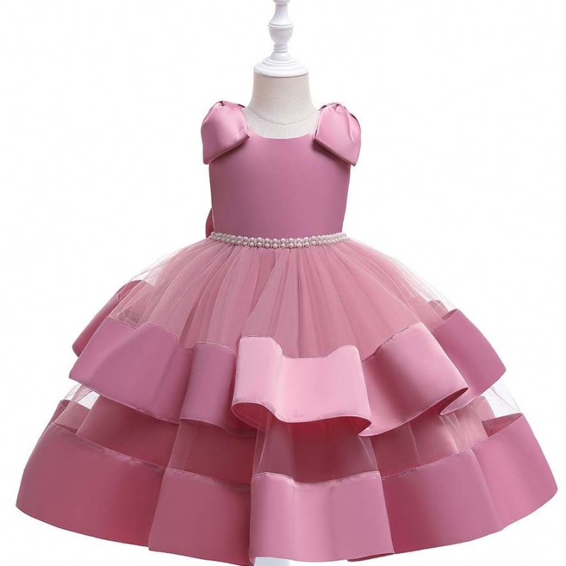 Baige Summer Kids Wedding Dress Boutique Baby Girls Party Ware Dressions с раменна лък