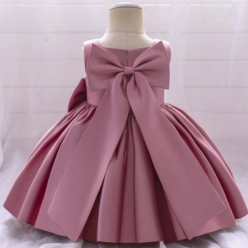 Baige Bowknot Little Girl Princess Dress Western Style без ръкави за една година рокля за рожден ден на цветя момиче