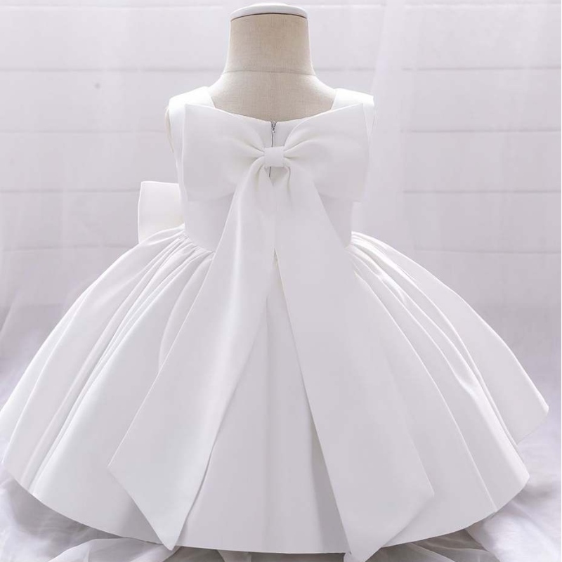 Baige Bowknot Little Girl Princess Dress Western Style без ръкави за една година рокля за рожден ден на цветя момиче