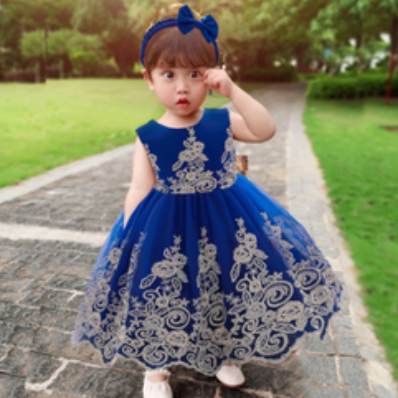 Baige New Lace Frock Kids Party Wear 0-6Year Flower Girl Party Party Ball Got