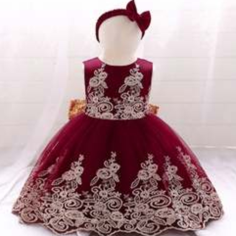 Baige New Lace Frock Kids Party Wear 0-6Year Flower Girl Party Party Ball Got