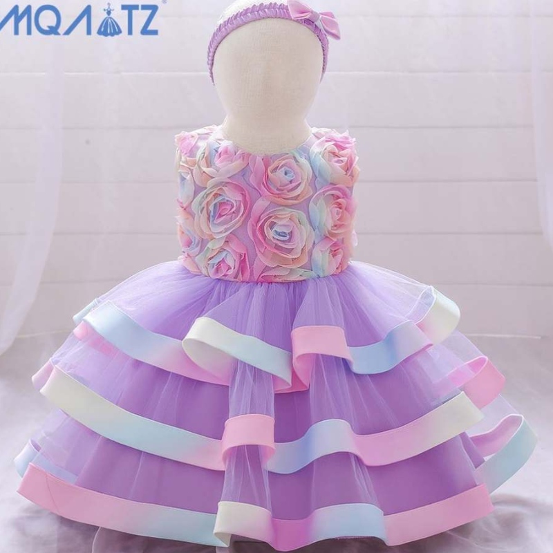 Baige Hot Sale Infant Kids Clothing for Baby Girl Plain Boutique Tutu Dress Girls Ruffle Party рокля