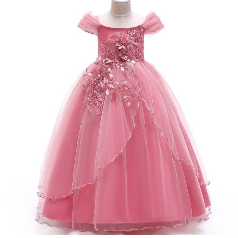 Baige Wholesale Kids Wedding Evening Ball Bown Fancy Princess Frock Красива момичешка рокля парти рокля