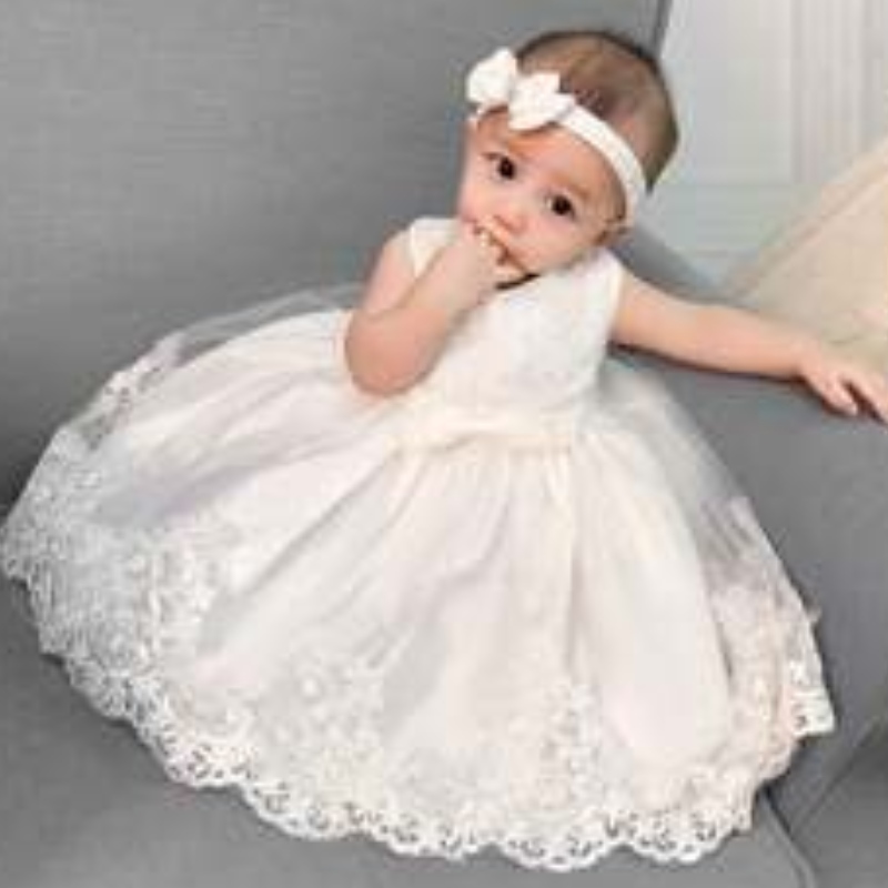 Baige Wholesale Newbory Baby Girl Party рокля флорално кръщене парти събитие Frock Girls Princess Free Hair Band