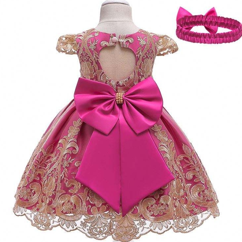 Baige Children \\'s Flower Dress Kids Clothing 0-5y Girls Данни сватбени рокли с лента за глава L5192XZ