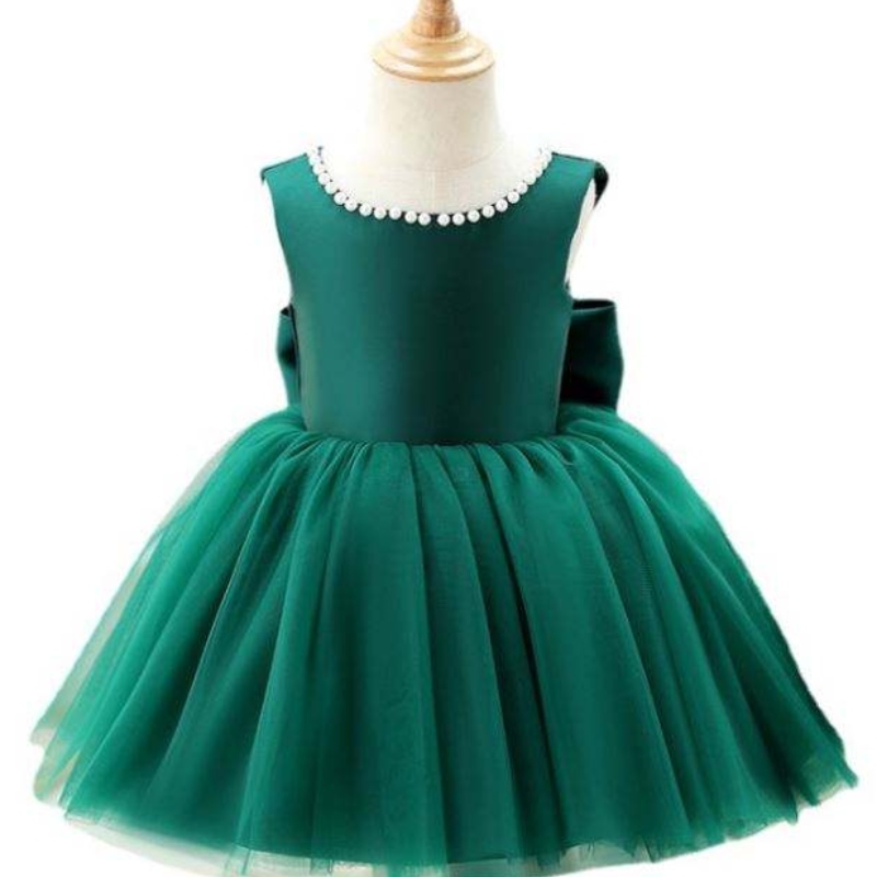 Baige Green Backless Girl Party рокля деца първо Communion Рокля принцеса сватбена топка рокля DZ007