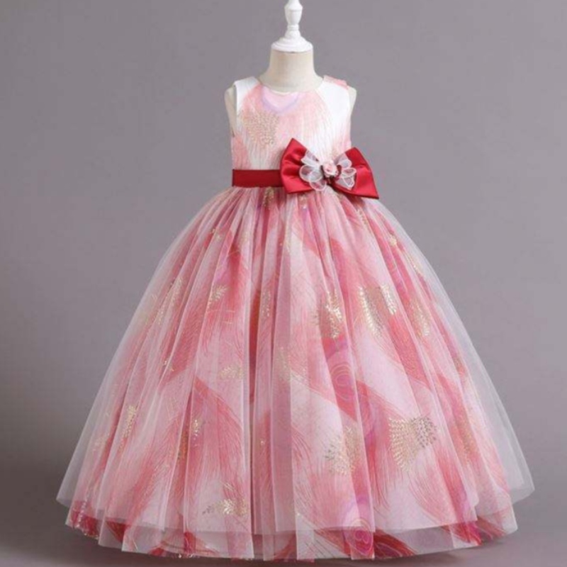 Baige Hot Style 4-14Years Pink Live Leebeless Infant Custom Design Wedding Party Party рокля за бебета момичета