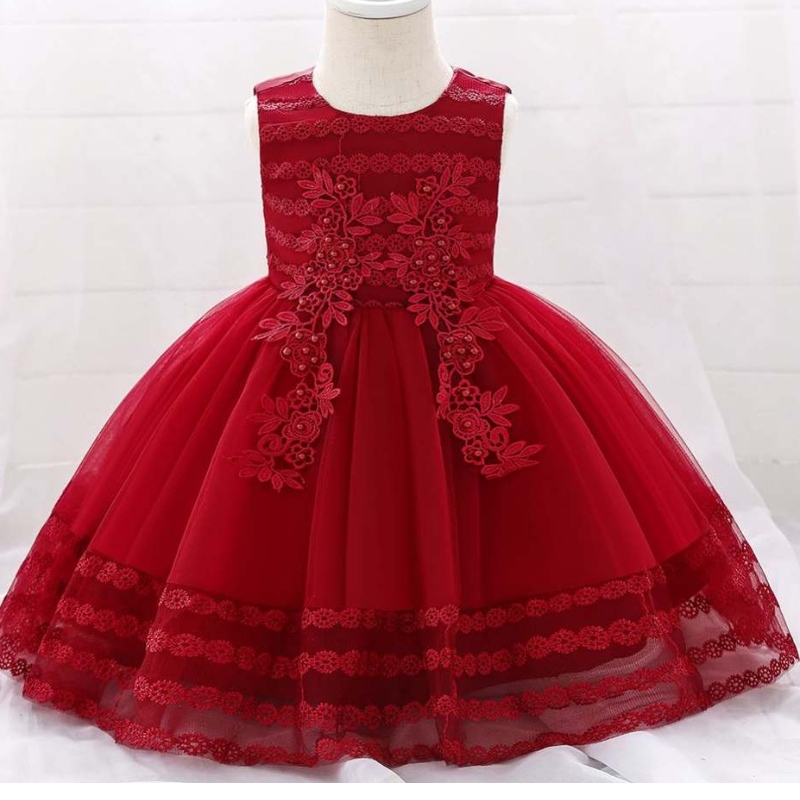 Нов дизайн Chidren Dress Appliqued 0-2y цветна момиче рокли без ръкави за деца L1923XZ