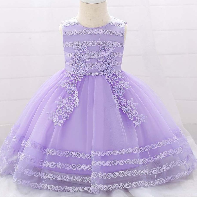 Нов дизайн Chidren Dress Appliqued 0-2y цветна момиче рокли без ръкави за деца L1923XZ