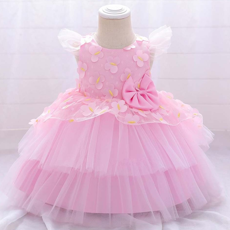 Baige Girls Frock Patterns Сладко момиче Руфла принцеса малко момиче рожден ден красиво първо communion Рокля L1991XZ