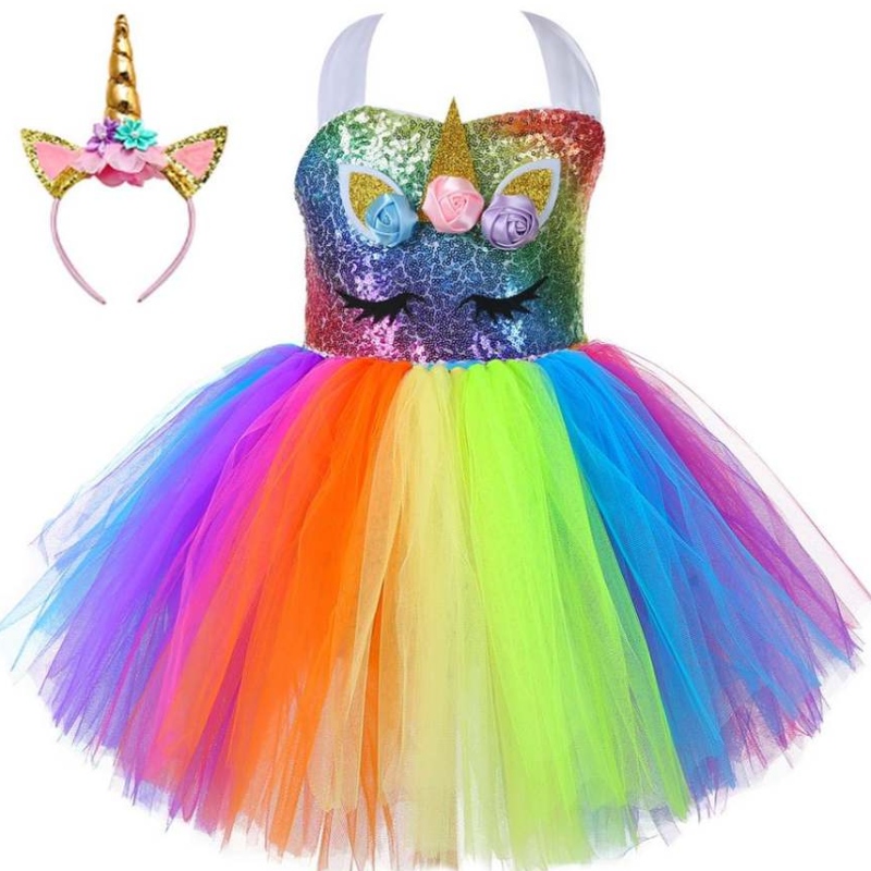 2021New Unicorn Seegant Baby Kid Clothing Lovely Princess Party Tutu рокли DJS107