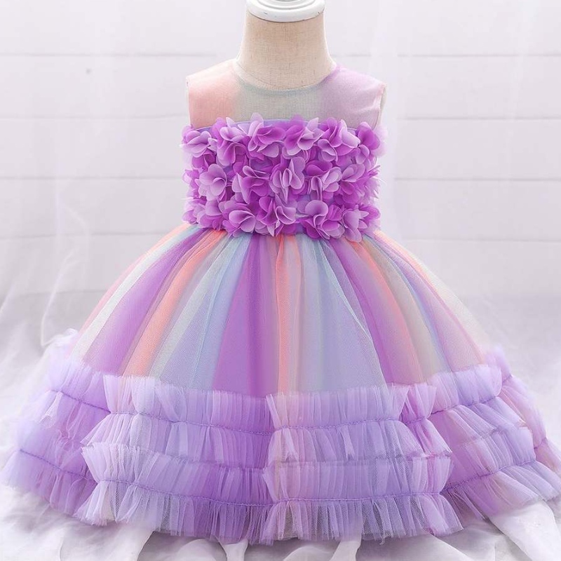 Baige Kids Rishing Dress Party рокли за момичета Ново родено бебе памук Носене Лято