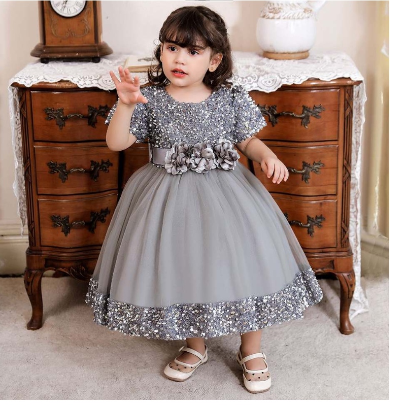 Baige New Children Frock Design for Baby Girl Ball Bows Flower Kids 2 -годишни рокли за кръщение