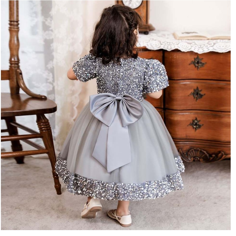 Baige New Children Frock Design for Baby Girl Ball Bows Flower Kids 2 -годишни рокли за кръщение