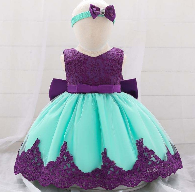 Baige Flower Girl Baby Dress Princess Bown с лента за глава Данте