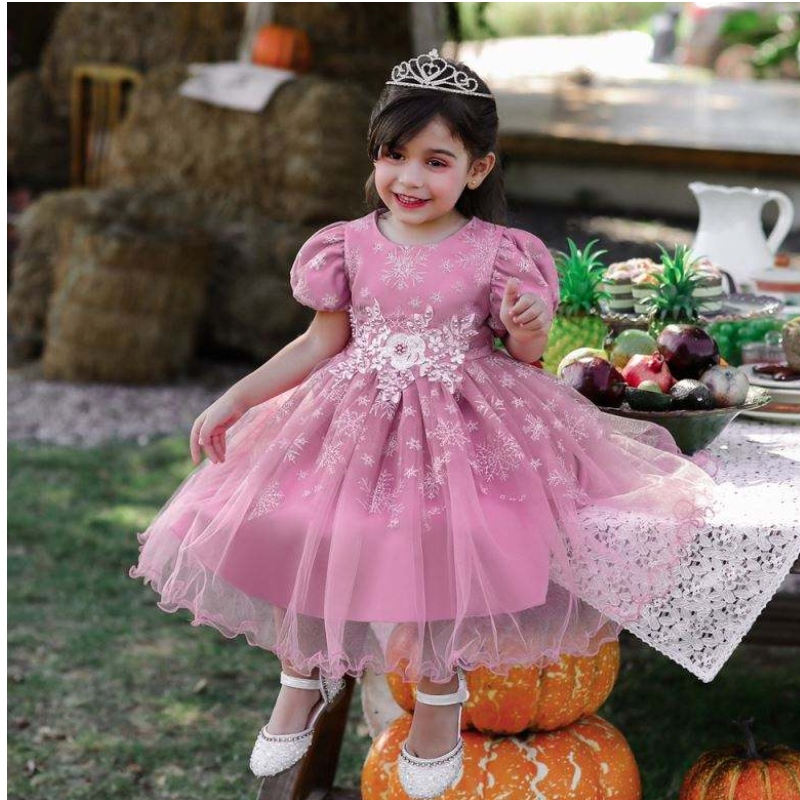 Baige Children Party Wedding Frock Girls Birthday рокля Елегантна детска рокля принцеса снежинка топка рокля