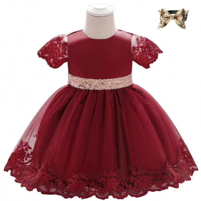 Baige Summer Frock Designs Снимки парти рокля L1926XZ с къси ръкави рожден ден 0-2y стари момичета дантелени деца за деца без ръкави