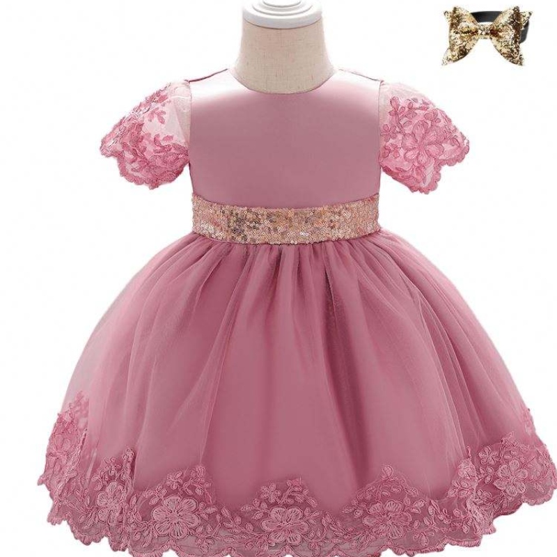 Baige Summer Frock Designs Снимки парти рокля L1926XZ с къси ръкави рожден ден 0-2y стари момичета дантелени деца за деца без ръкави